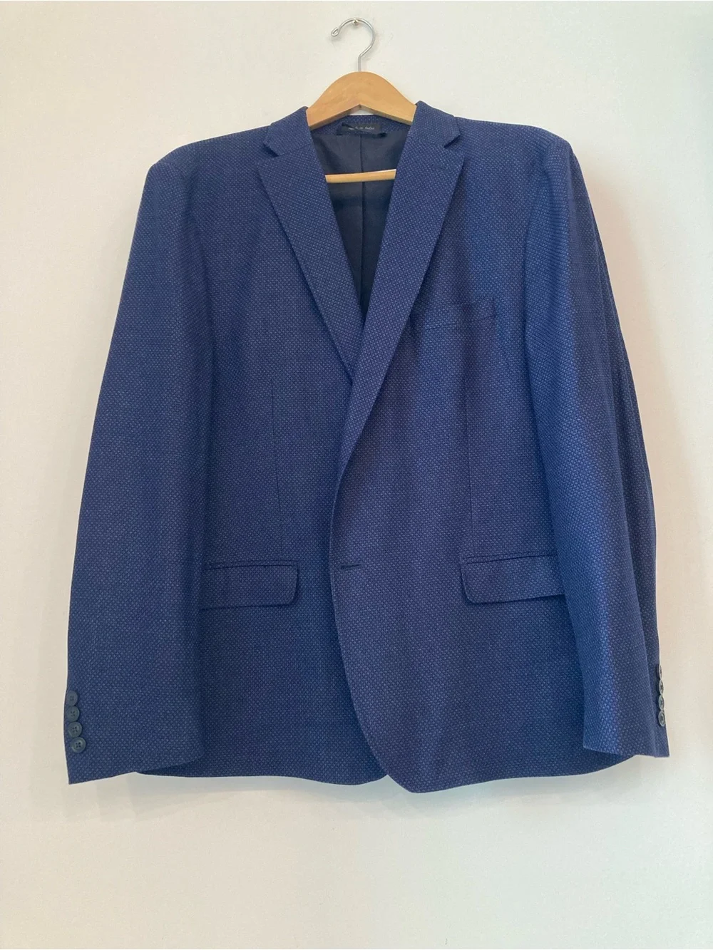 Calvin Klein Men's Blue 100% Wool Textured Blazer Jacket Size 48R Made in India